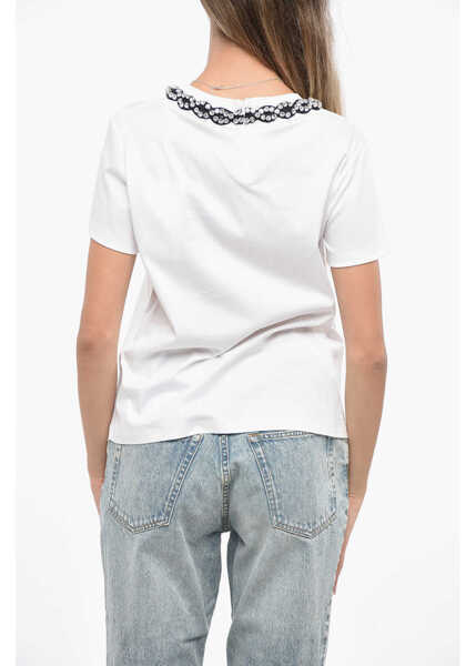 Tricouri Valentino Garavani Cotton Crewneck T-Shirt With Jewel Embellishments White Femei (BM 19139957) 2