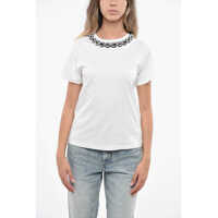 Tricouri Cotton Crew-Neck T-Shirt With Jewels Femei