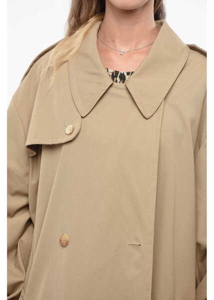 Paltoane Moschino Couture Cotton Blend Double Breasted Coat With Belt Beige Femei (BM 19139963) 3