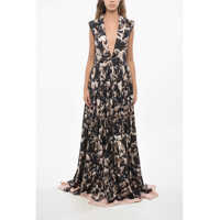 Rochii lungi Printed Silk Maxi Shirtdress Femei
