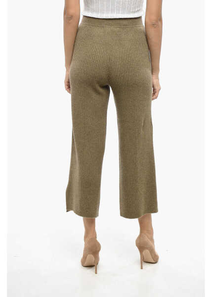 Pantaloni casual Loro Piana Ribbed Cashmere Palazzo Pants Brown Femei (BM 19139969) 2