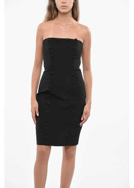 Rochii scurte Moschino Couture Embellished Buttons Strapless Dress Black Femei (BM 19139978) 4