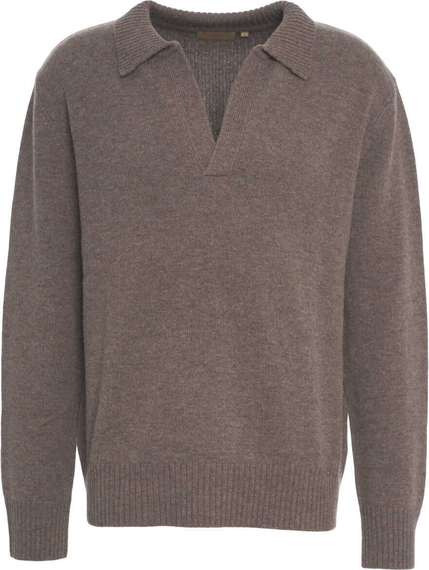 Tricouri Polo Rue de Tokyo Knit sweater with polo collar Brown Barbati (BM 19140059) 2