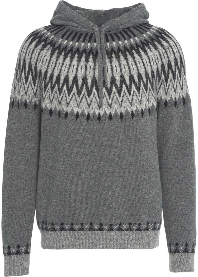 Bluze de trening Roberto Collina Knit hoodie Grey Barbati (BM 19140155) 1