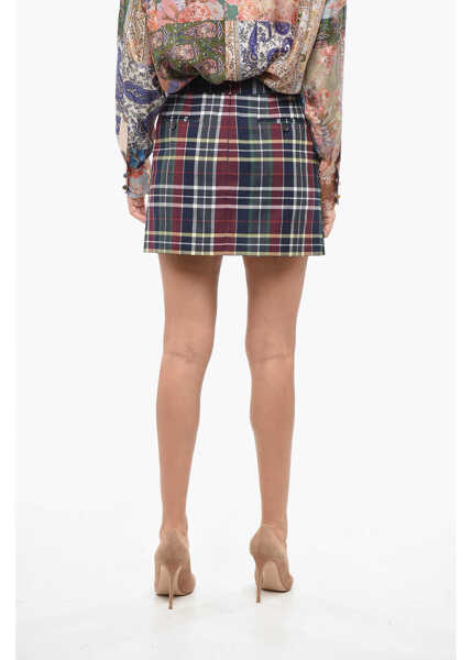 Fuste scurte Thom Browne Tartan Checked Wool Miniskirt With Half Zip Multicolor Femei (BM 19140251) 2