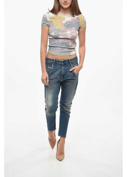 Tricouri Diesel Tie-Dye Effect T-Skinzy Cropped T-Shirt Multicolor Femei (BM 19140254) 4