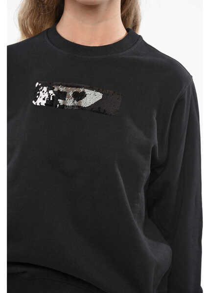 Bluze de trening Diesel Brushed Cotton F-Reggy Crew-Neck Sweatshirt With Sequined De Black Femei (BM 19140257) 3