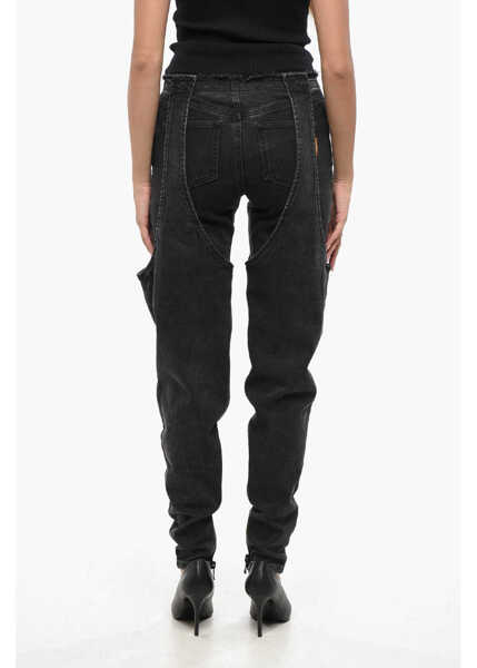 Blugi drepti Balmain Stretch Denim Jeans With Overlapping Effect 12Cm Black Femei (BM 19140260) 2
