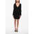 Saint Laurent V-Neck Crepe De Chine Draped Dress Black