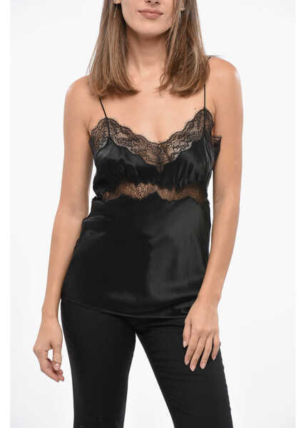 Bluze Saint Laurent Silk Top With Lace Details Black Femei (BM 19140269) 1