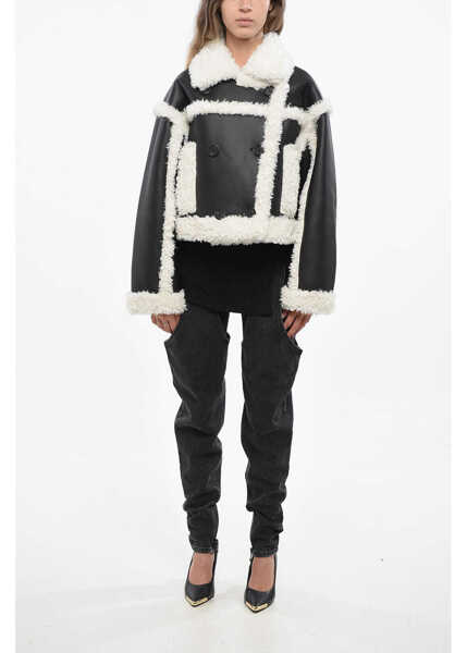 Jachete STAND STUDIO Double Breasted Faux Shearling Kristy Jacket Black Femei (BM 19140275) 4