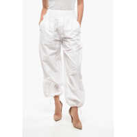 Pantaloni casual Solid Color Cotton Blend Pants With Drawstring Ankle Femei