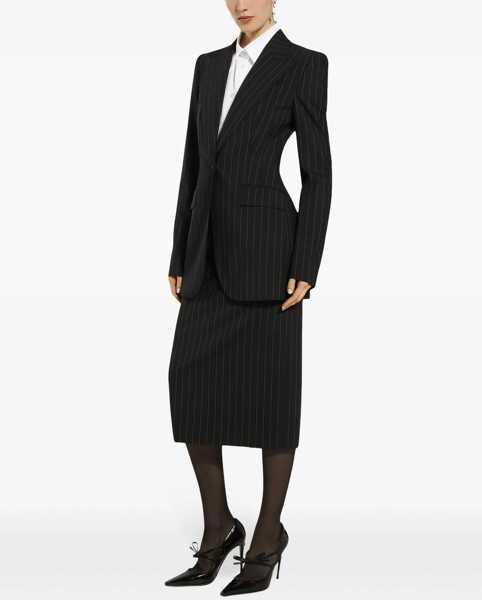 Sacouri Dolce & Gabbana Virgin Wool Pinstriped Peak Lapel 1-Button Blazer Black Femei (BM 19140302) 3