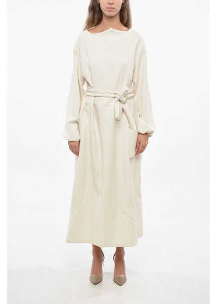 Rochii lungi OBLO UNIQUE Solid Maxi Dress With Tie Neck Beige Femei (BM 19140332) 1