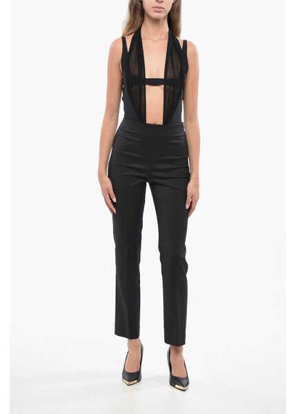 Pantaloni office ROHE Cotton Blend Cigarette Pants Black Femei (BM 19140341) 4