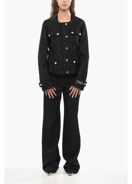 Sacouri Versace Lurex Blazer With Logoed Buttons Black Femei (BM 19140353) 4