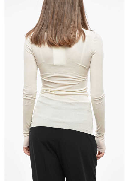 Bluze Jil Sander Slim Fit Silk Long Sleeve Top White Femei (BM 19140356) 2