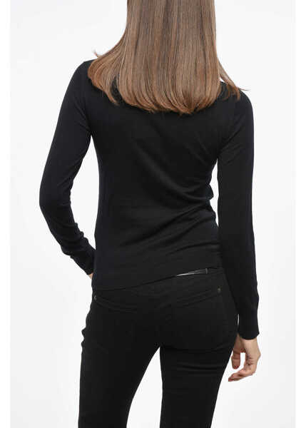 Pulovere Diesel Solid Color Cotton M-Arianne-New Crew-Neck Sweater Black Femei (BM 19140434) 2