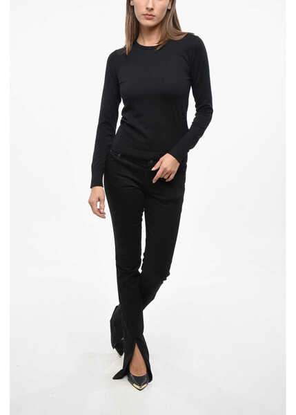 Pulovere Diesel Solid Color Cotton M-Arianne-New Crew-Neck Sweater Black Femei (BM 19140434) 4