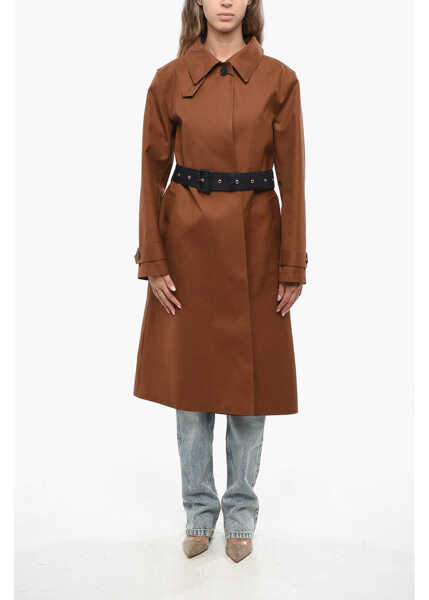 Paltoane MACKINTOSH Hidden Closure Gabardine Maxi Coat Brown Femei (BM 19140443) 4