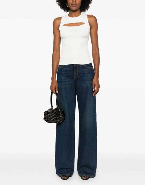 Blugi drepti Alexander McQueen High Rise Wide Leg Jeans Blue Femei (BM 19140455) 2