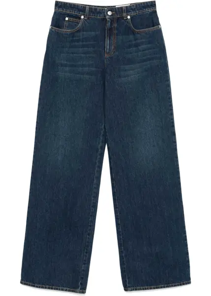 Blugi drepti Alexander McQueen High Rise Wide Leg Jeans Blue Femei (BM 19140455) 1