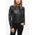 Diesel Red Tag Leather Melia Cropped Fit Jacket With Front Zip Black
