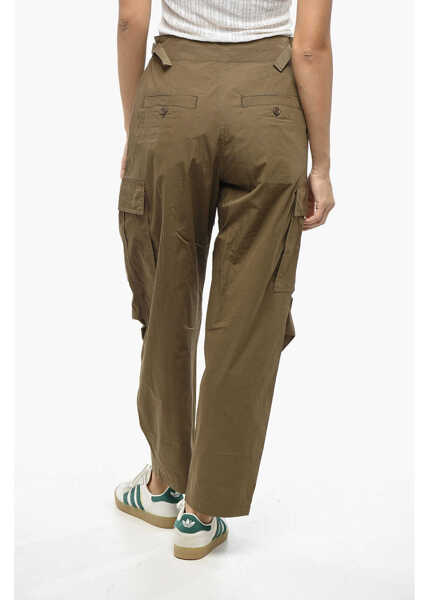 Pantaloni casual Isabel Marant Etoile Cotton Rebecca Cargo Pants With Industrial Belt Green Femei (BM 19140479) 2