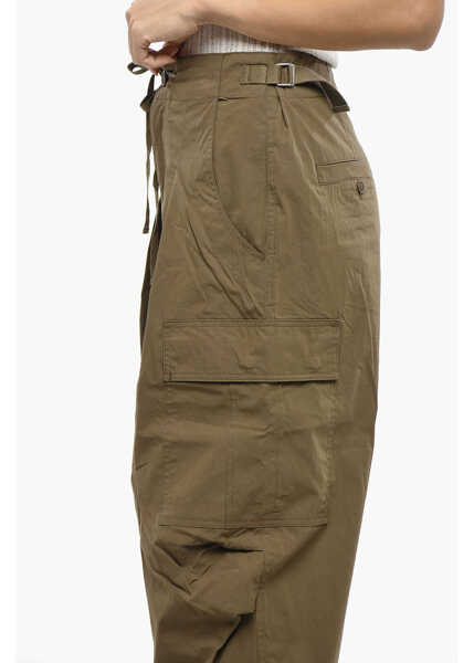 Pantaloni casual Isabel Marant Etoile Cotton Rebecca Cargo Pants With Industrial Belt Green Femei (BM 19140479) 3