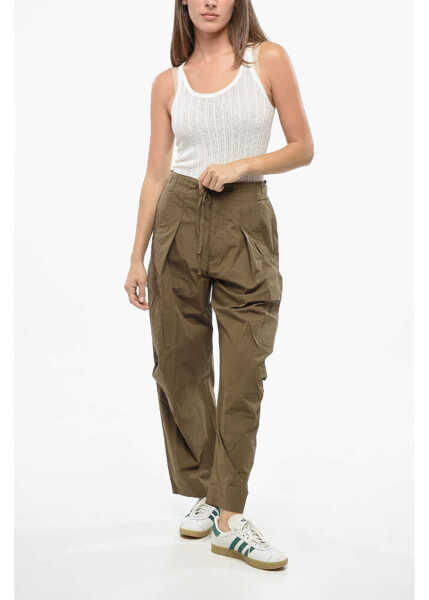 Pantaloni casual Isabel Marant Etoile Cotton Rebecca Cargo Pants With Industrial Belt Green Femei (BM 19140479) 4