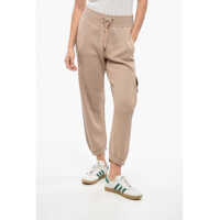 Pantaloni casual Ribbed Cargo Pants With Rhinestone Femei