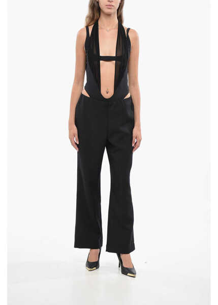 Pantaloni office OBLO UNIQUE Solid Color Pants Black Femei (BM 19140578) 4