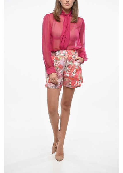 Pantaloni scurti Marni Flora-Motif Cotton Shorts Pink Femei (BM 19140581) 4