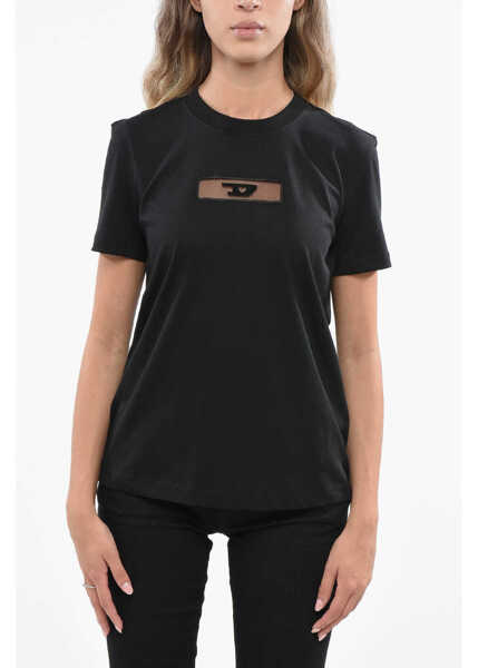 Tricouri Diesel Solid Color T-Reg Crew-Neck T-Shirt With Tulle Detail Black Femei (BM 19140587) 1