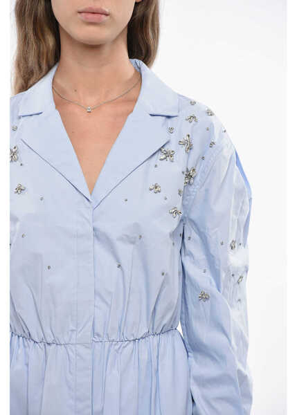 Rochii scurte Self-Portrait Cotton Dress With Jewels Blue Femei (BM 19140602) 3