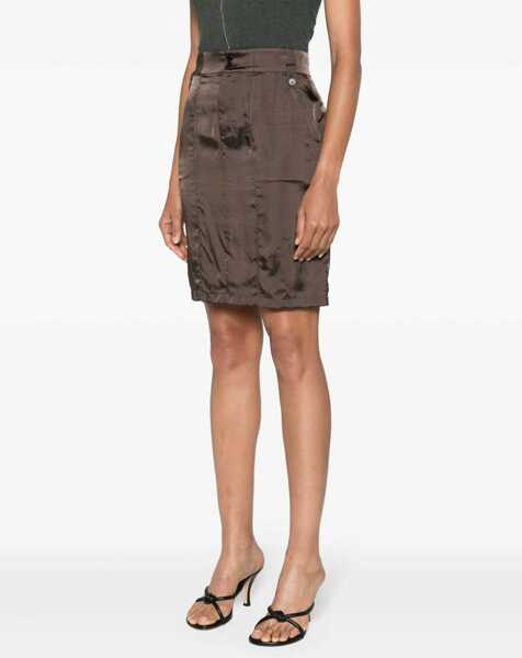 Fuste lungi Saint Laurent Solid Color Sheer Jupe Longuette Brown Femei (BM 19140629) 3