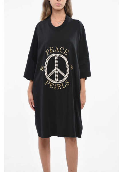 Rochii scurte Moschino Couture Oversized Cotton Tee Dress With Beads Black Femei (BM 19140632) 4