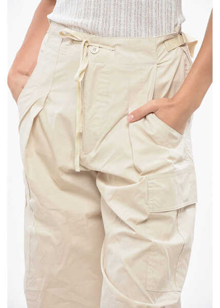 Pantaloni casual Isabel Marant Etoile Cotton Rebecca Cargo Pants With Industrial Belt Beige Femei (BM 19140725) 3