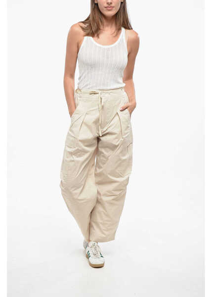 Pantaloni casual Isabel Marant Etoile Cotton Rebecca Cargo Pants With Industrial Belt Beige Femei (BM 19140725) 4