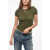 Diesel Distressed Effect T-Uncutie-Long Cropped T-Shirt Green