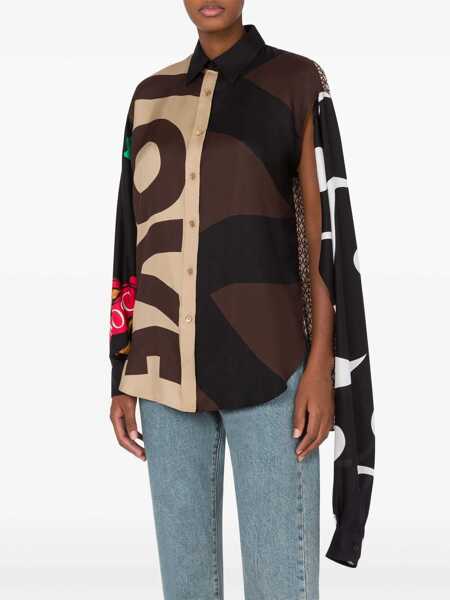 Camasi casual Moschino Couture Oversized And Asimmetrical Cut Silk Shirt Brown Femei (BM 19140743) 2