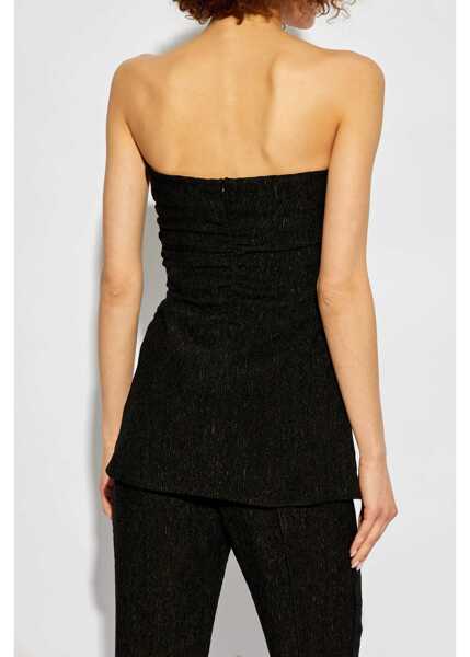 Bluze Ganni Draped Strapless Top With Maxi Frontal Bow Black Femei (BM 19140746) 4