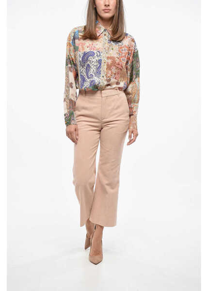 Pantaloni office Chloe Corduroy Single Pleated Pants Pink Femei (BM 19140773) 4