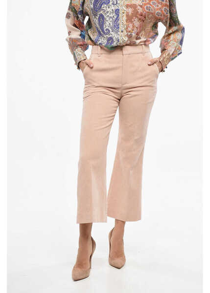 Pantaloni office Chloe Corduroy Single Pleated Pants Pink Femei (BM 19140773) 1