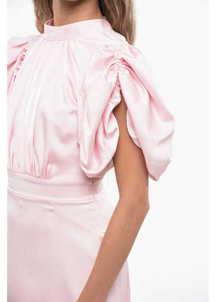 Rochii lungi ROTATE Birger Christensen Balloon Sleeves Satin Midi Dress Pink Femei (BM 19140779) 3