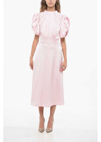 Rochii lungi ROTATE Birger Christensen Balloon Sleeves Satin Midi Dress Pink Femei (BM 19140779) 1