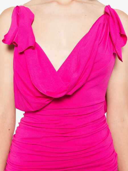 Rochii scurte THE ATTICO Cowl Neck Draped Dress Pink Femei (BM 19140782) 5