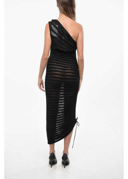 Rochii lungi Alaa Mesh One Shoulder Bodycon Dress Black Femei (BM 19140788) 2