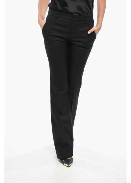 Pantaloni office Saint Laurent Solid Color Gabardine Wool Pants Black Femei (BM 19140803) 1