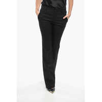 Pantaloni office Solid Color Gabardine Wool Pants Femei